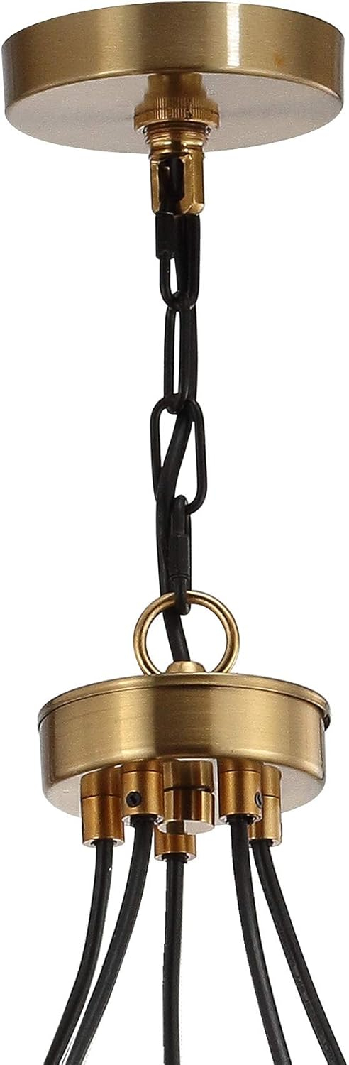 JONATHAN Y JYL6135A Markle 22" 5-Light Metal LED Chandelier, Contemporary, Transitional for living room, dinning room, bedroom, office Bulb Included, Black/Brass Gold
