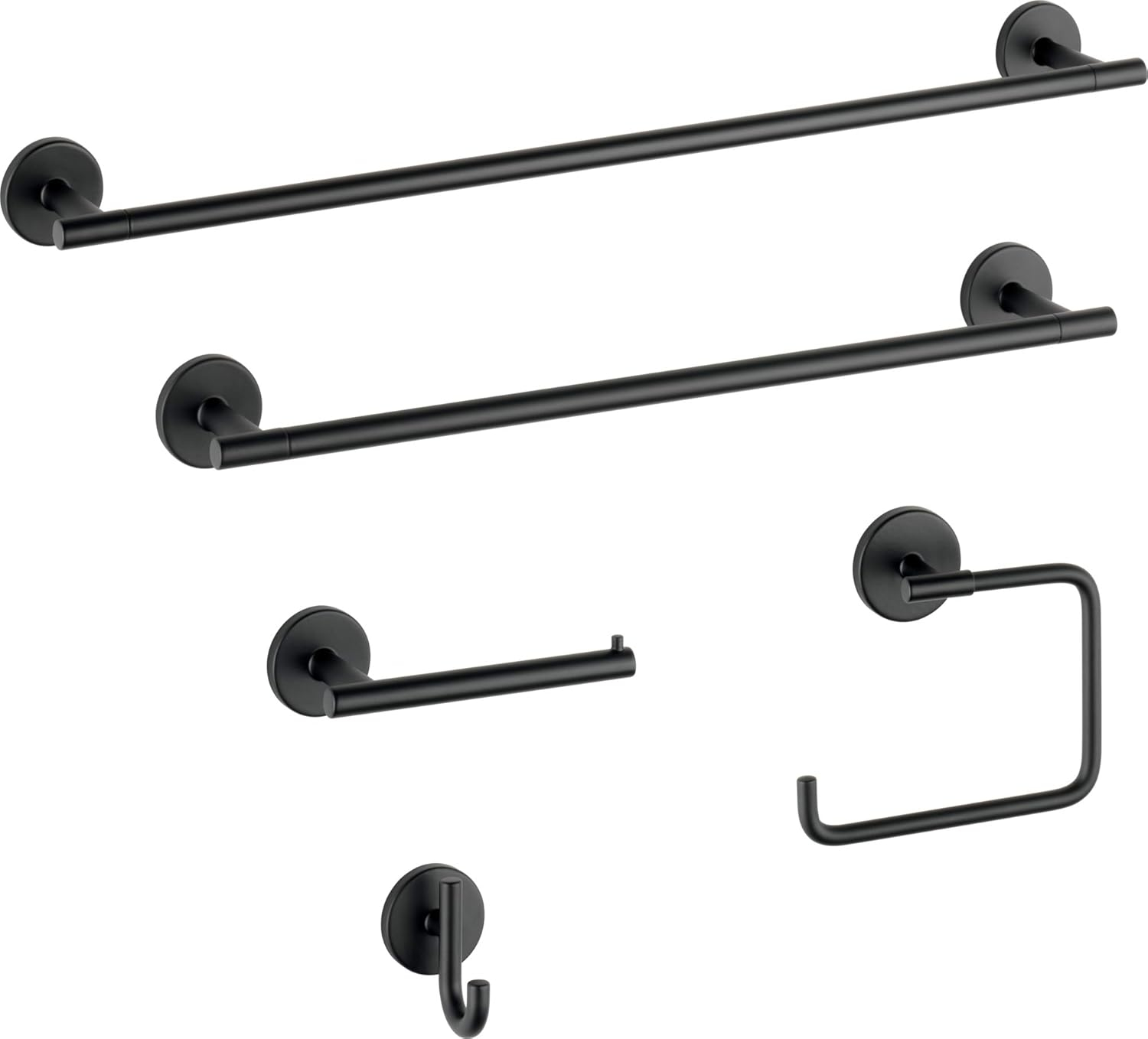 Delta Trinsic (1-Pack) Hand Towel Holder Matte Black Towel Racks for Bathroom Wall Square Towel Ring Holder for Bath Towel Hanger for Kitchen, Bathroom Accessories 759460-BL
