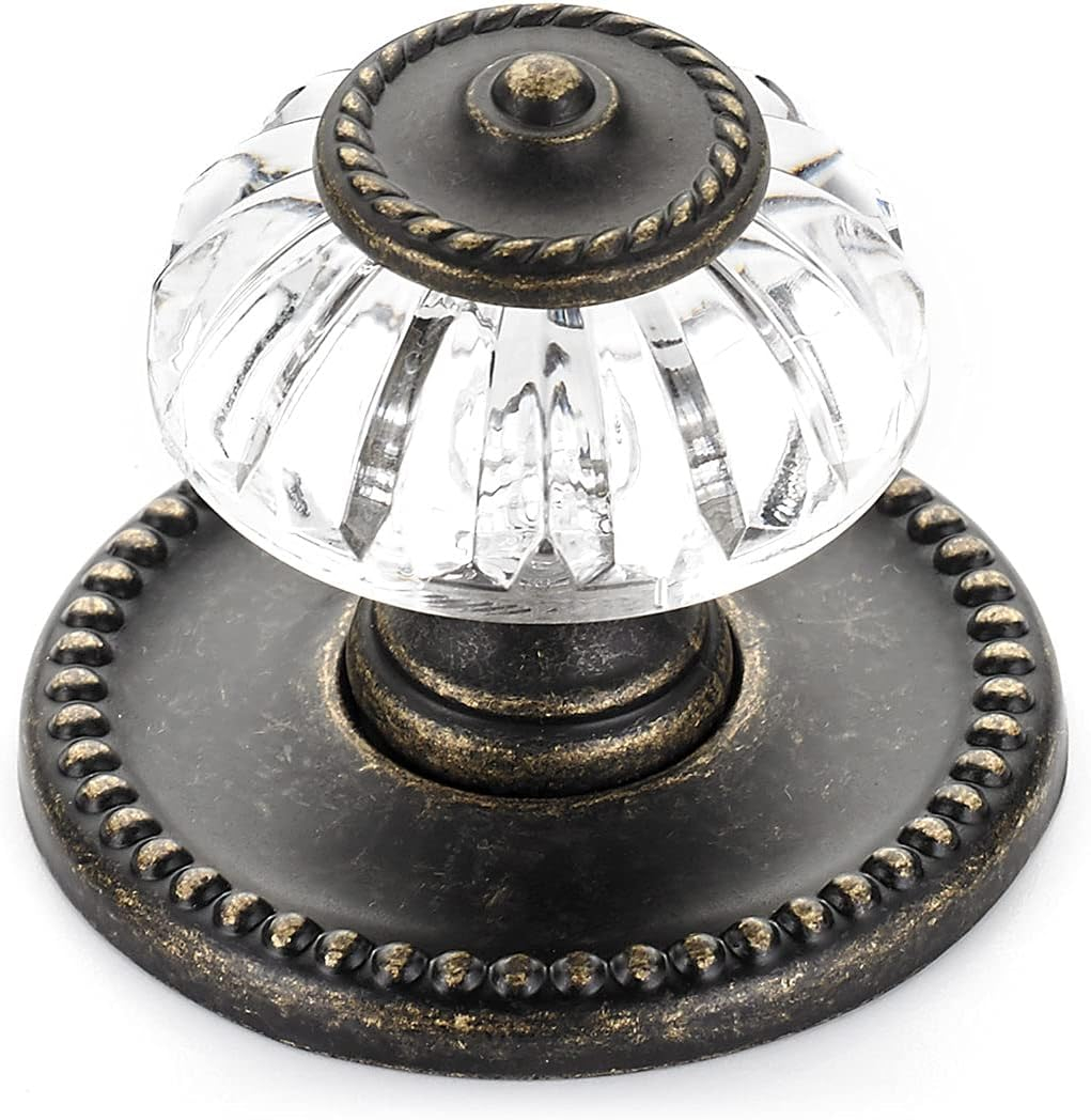Richelieu Hardware BP16063244BB Montreuil 1 5/16-inch (33 mm) Clear and Burnished Brass Eclectic Cabinet and Drawer Knob