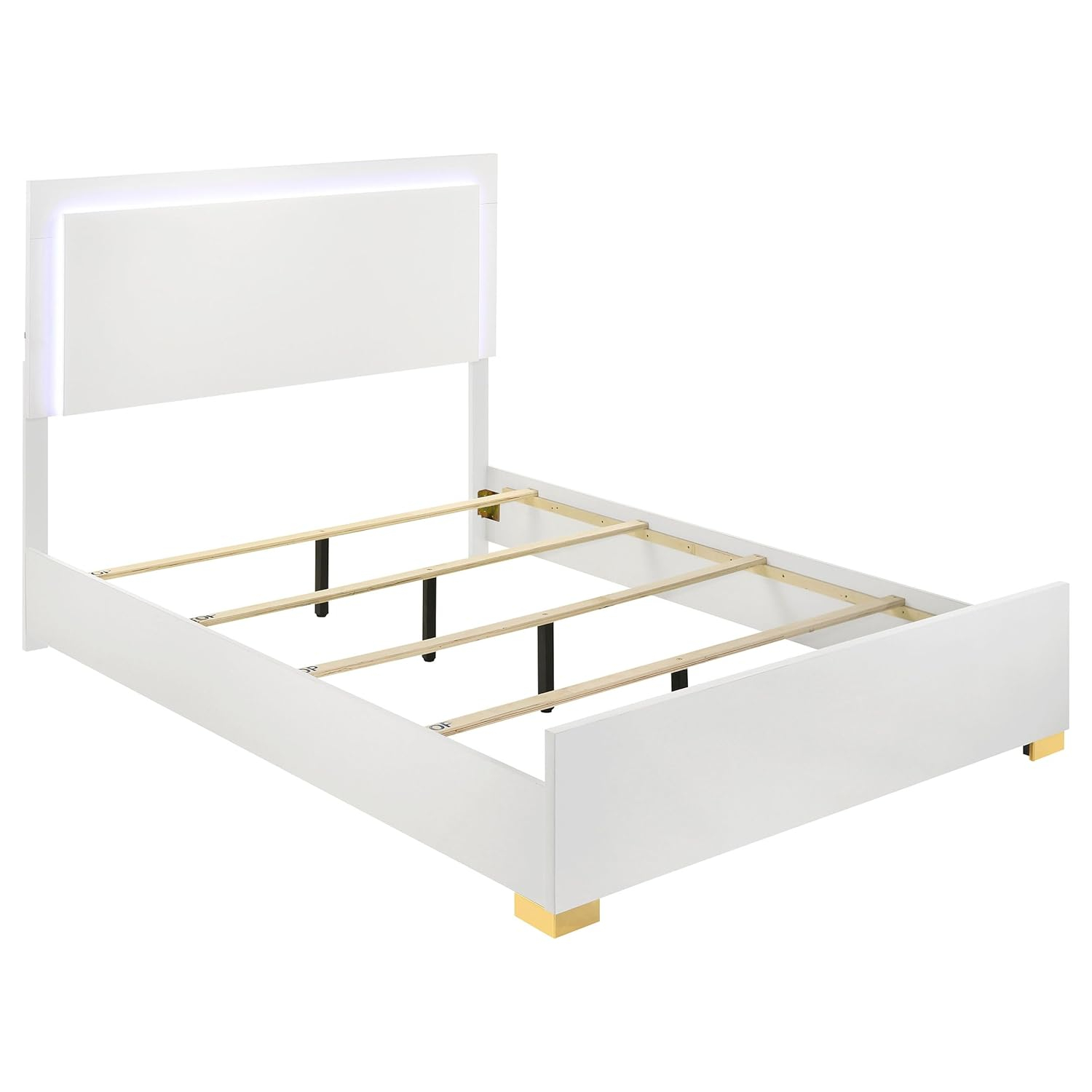 Coaster Company 4-Piece Contemporary Wood Queen Bedroom Set, White/Gold