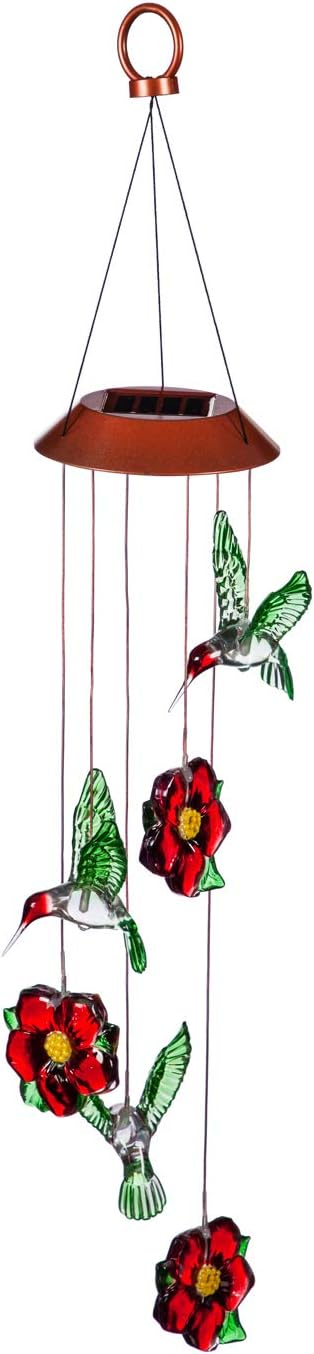 Evergreen Garden Hummingbird and Flower Color Changing Solar Mobile