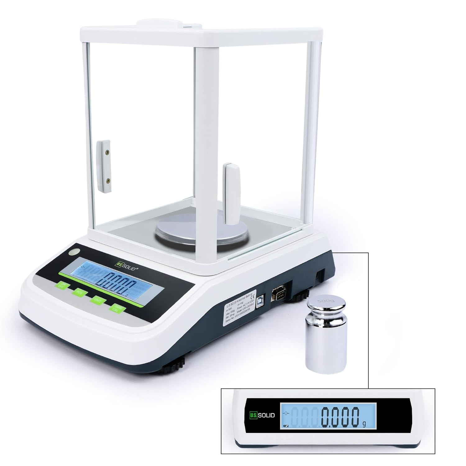 U.S. Solid 1mg Analytical Balance 300g x 0.001g High Precision Digital Lab Scale with 2 LCD Screens