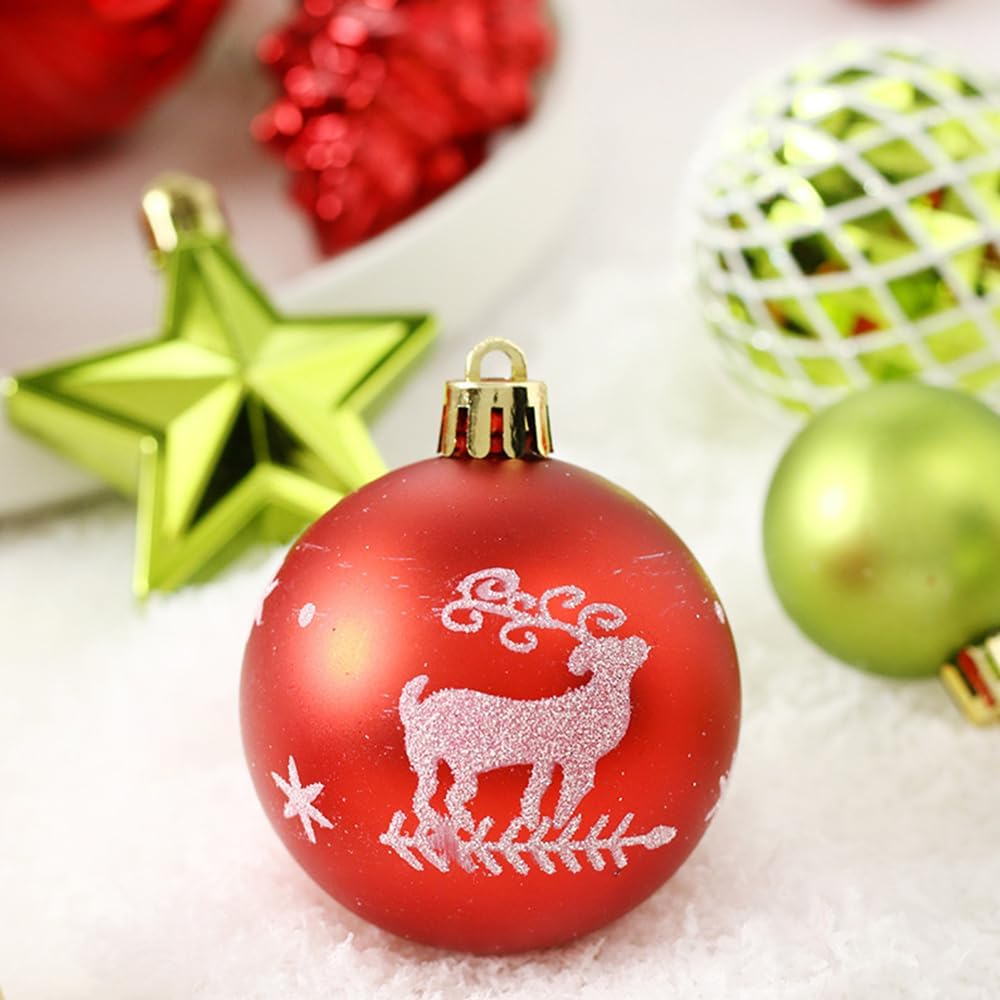BENESKY Christmas Tree Decorations Set, 70ct Red and White Shatterproof Christmas Ball Ornaments Bulk, Hanging Ornaments for Christmas Trees Xmas Holiday Decor