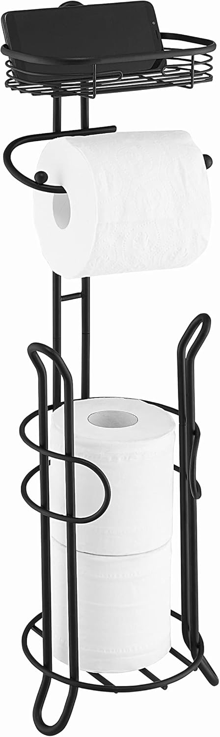 SunnyPoint Bathroom Heavyweight Toilet Tissue Paper Roll Storage Holder Stand Black (HL-TPS-01BLK)