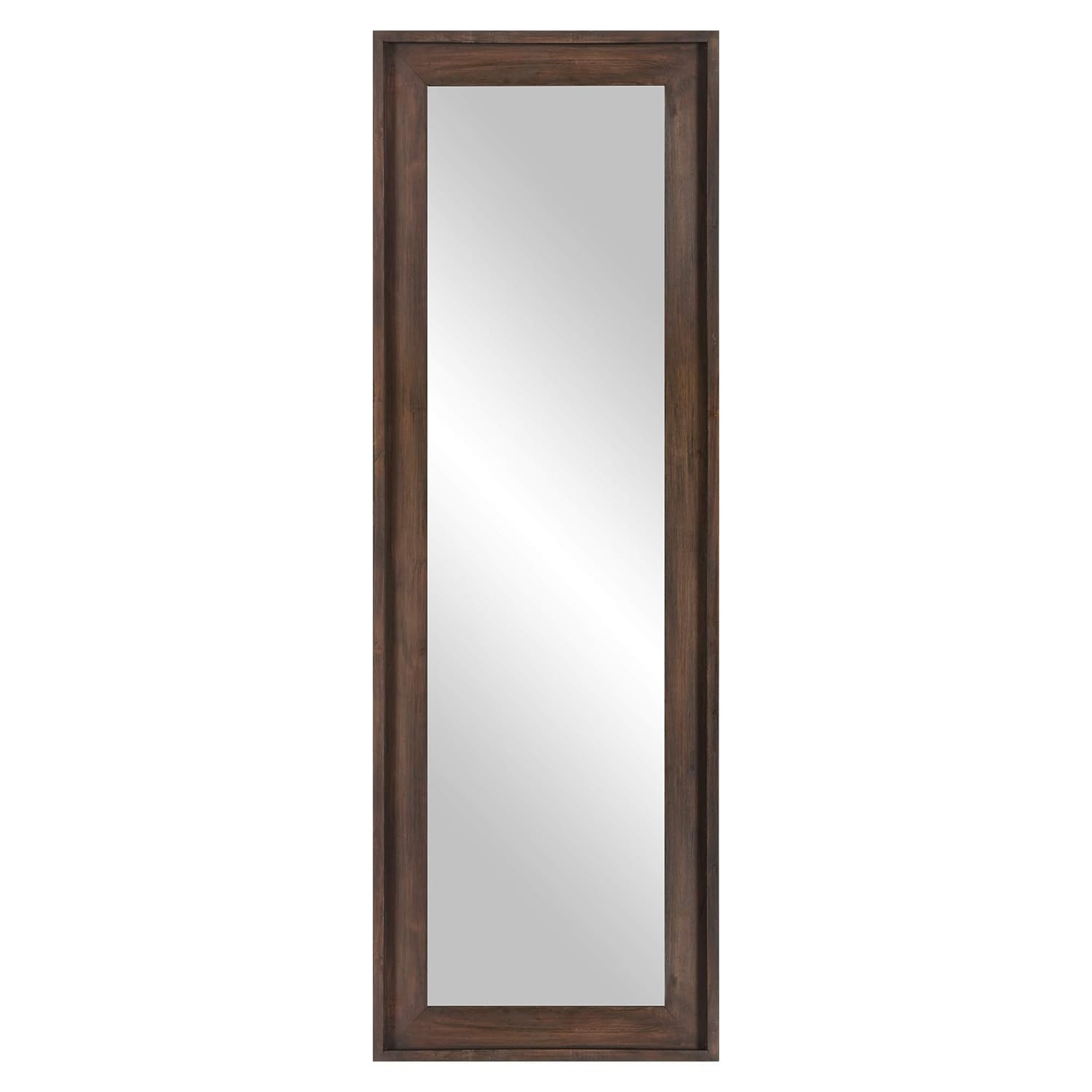 Patton Wall Decor Wood Framed Full Length Wall Mount or Leaner Mirror, 19.5" x 57", Brown