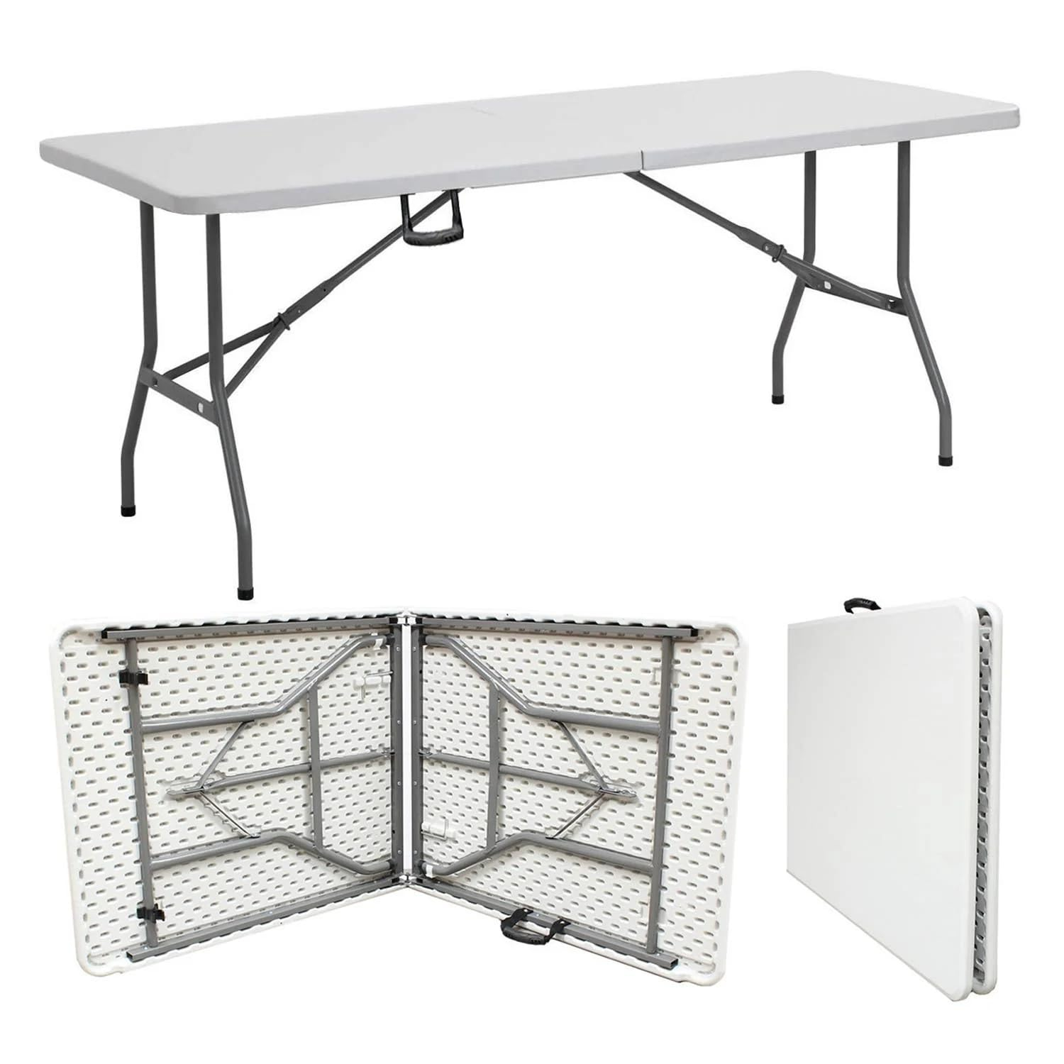 Amazing for less 8ft Folding Table White Plastic Portable Long Foldable Tables Indoor Outdoor Party Picnic Camping Fold Table 8 Foot (4ft, 6ft, 8ft)