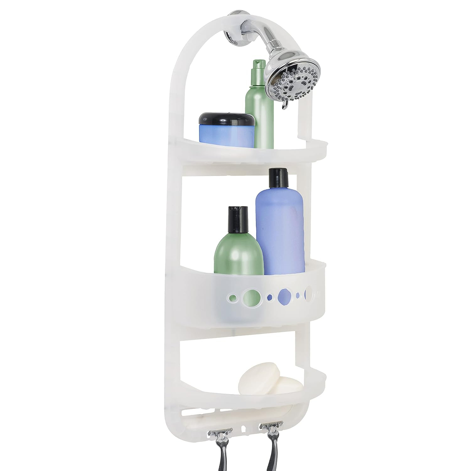 Zenna Home Large Over the Shower Caddy, Frosted