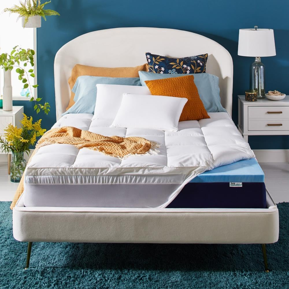 Sleep Innovations Memory Foam Mattress Topper, Full, Gel Dual Layer Support, 4 inch