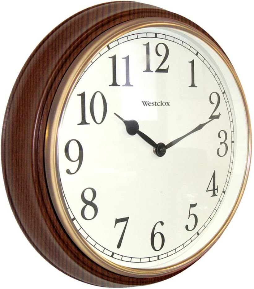 Westclox 15.5" Round Woodgrain Look Analog QA Wall Clock