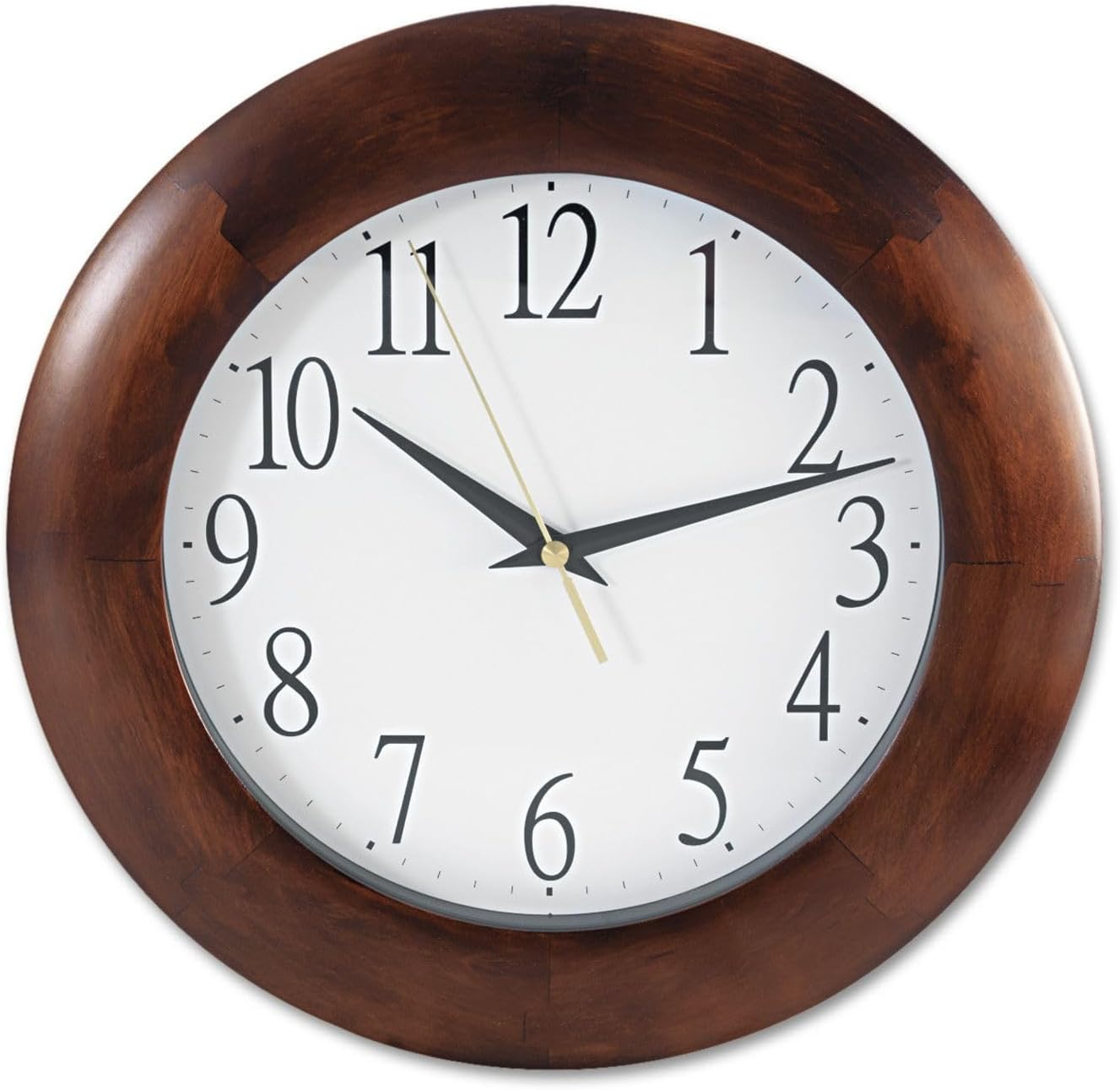 KOUROUU UNV10414 12-3/4 in. Round Wood Clock - Cherry