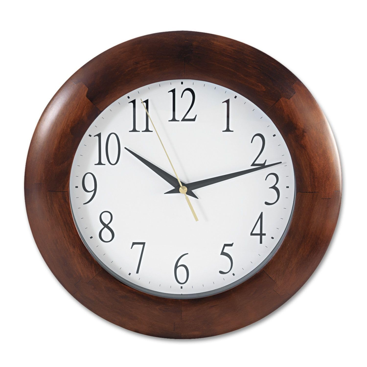 KOUROUU UNV10414 12-3/4 in. Round Wood Clock - Cherry