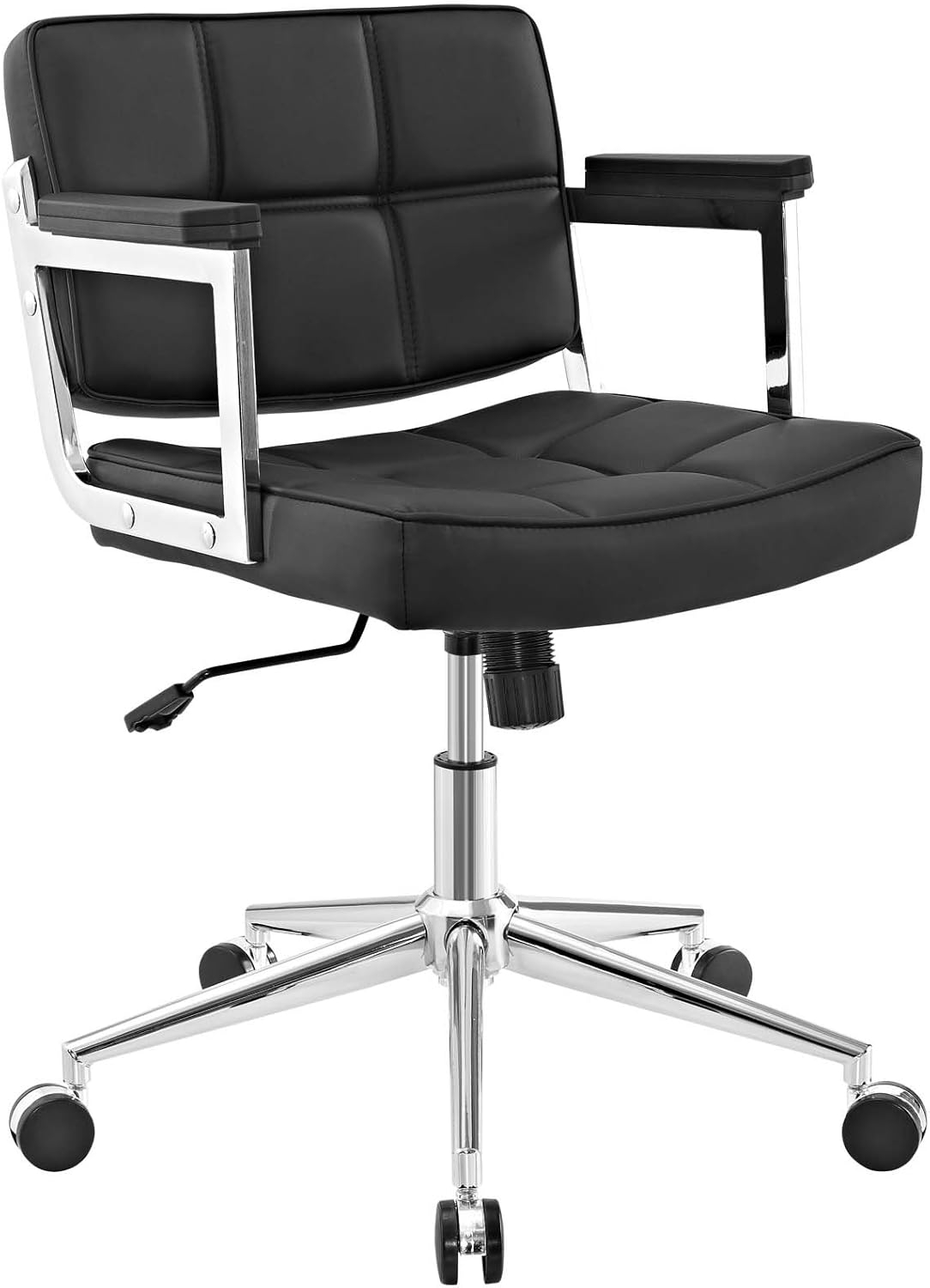 Portray Mid Back Upholstered Vinyl Office Chair In Black