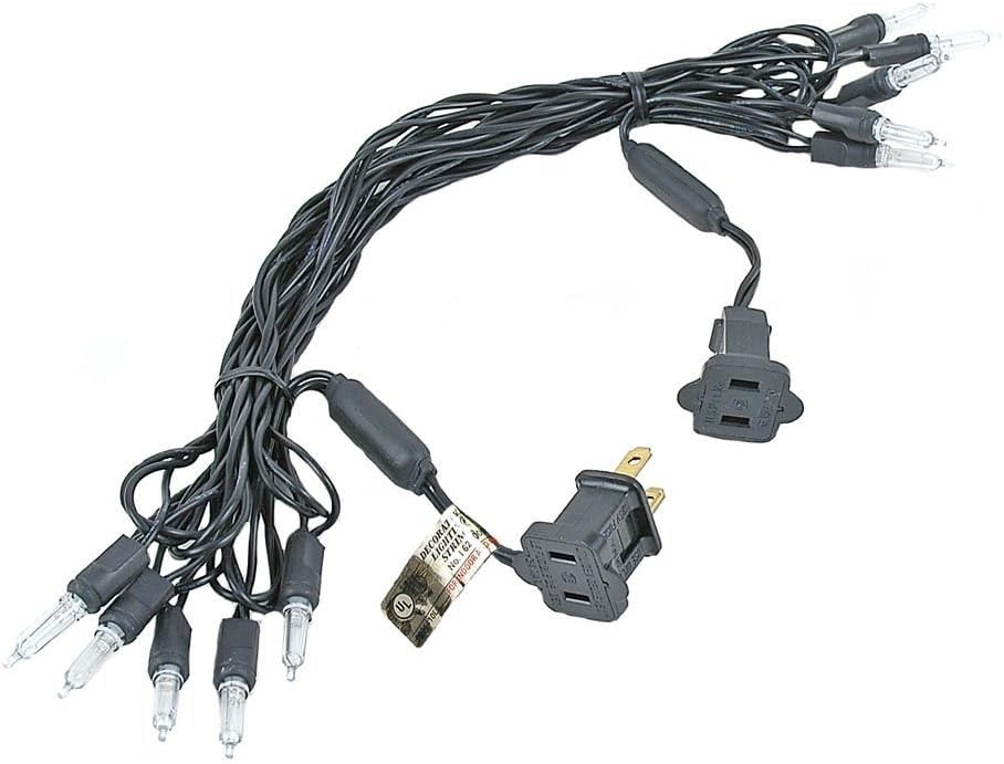 Novelty Lights 10 Light T5 LED Christmas Mini Light Set, Outdoor Lighting Party Patio String Lights, Warm White, Black Wire, 11 Feet