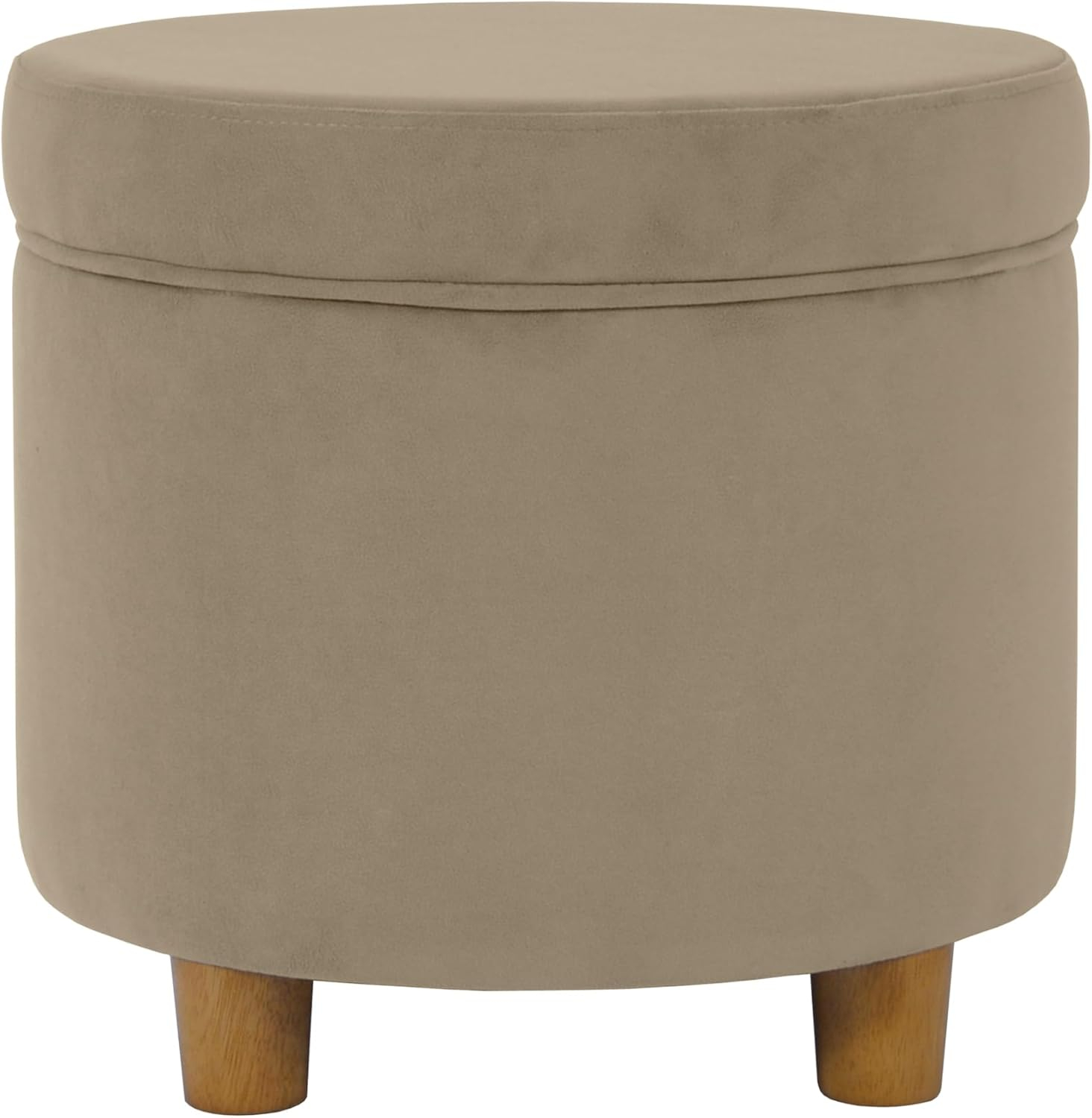 HomePop Round Storage Ottoman, Fawn Velvet