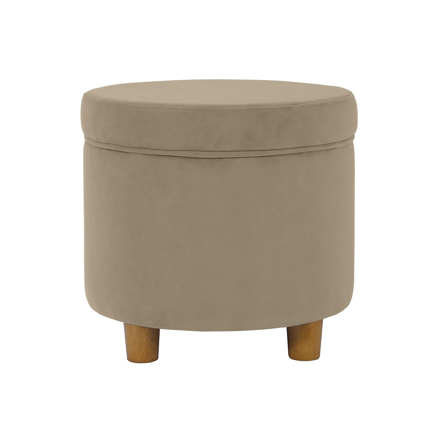 HomePop Round Storage Ottoman, Fawn Velvet