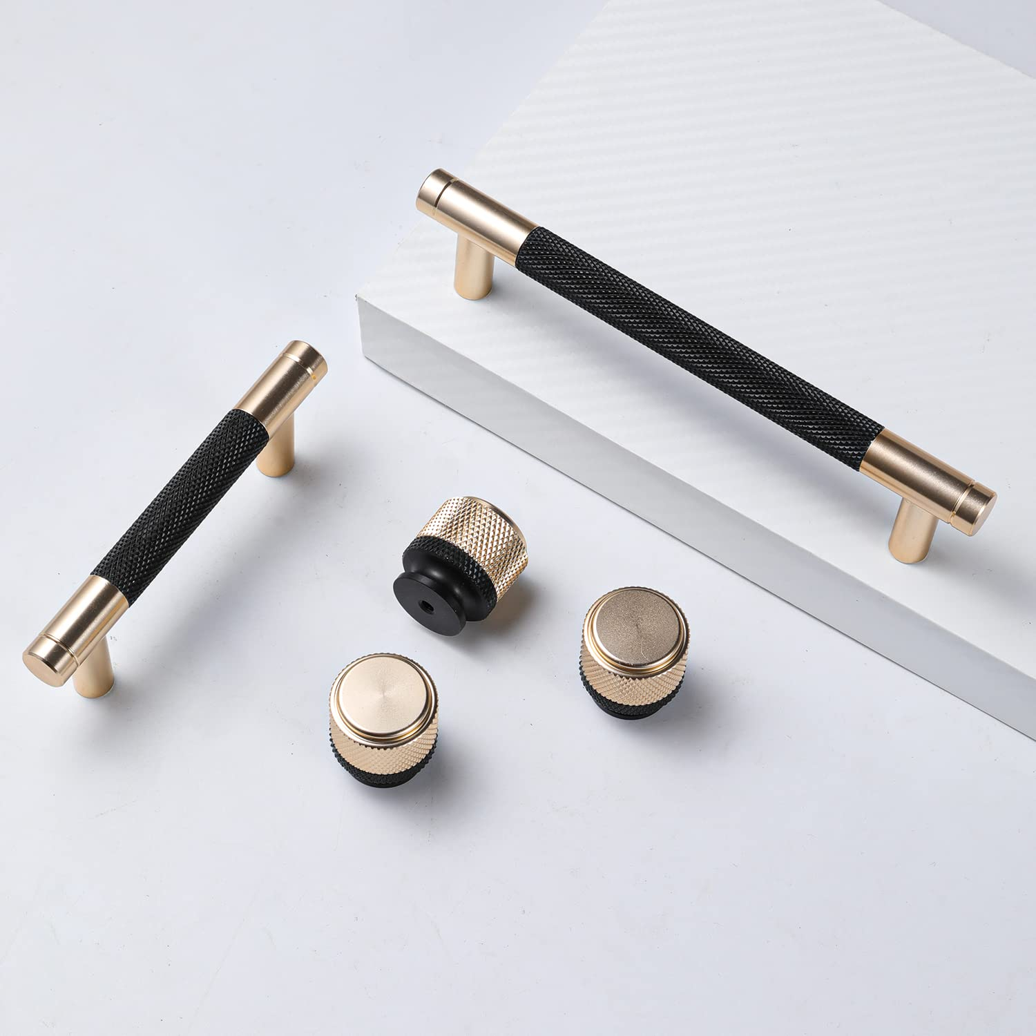 12 Pack 5 Inch 128 mm Barrel Cabinet Pulls Gold and Black Cupboard Aluminum Handles Drawer Pull Cabinet Handles