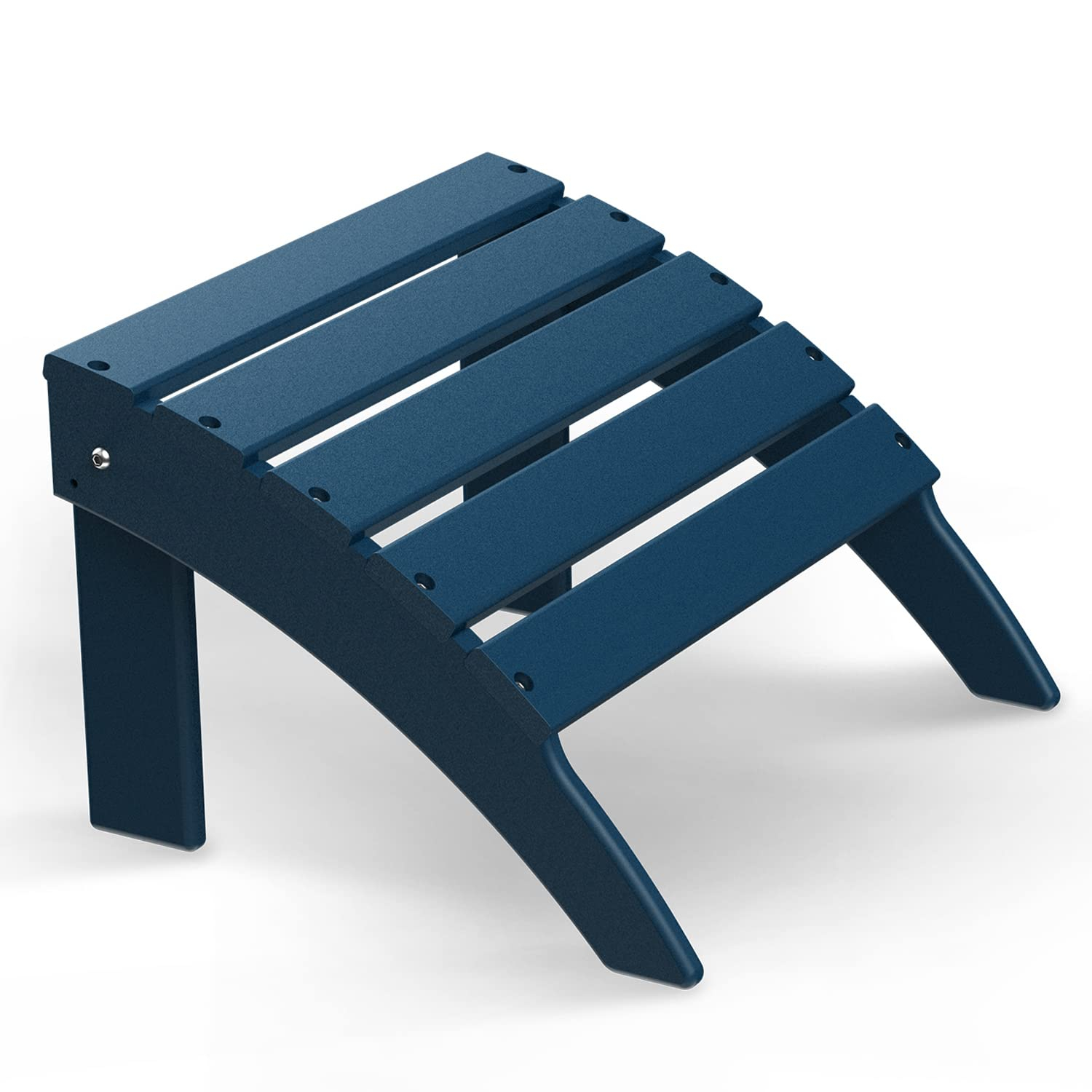saney Adirondack-Ottoman | Folding | HDPE Plastic | Outdoor Footrest | All Weather | Foot Rest | Foot Stool | Blue | for Adirondack Chair | for Patio Backyard Pool