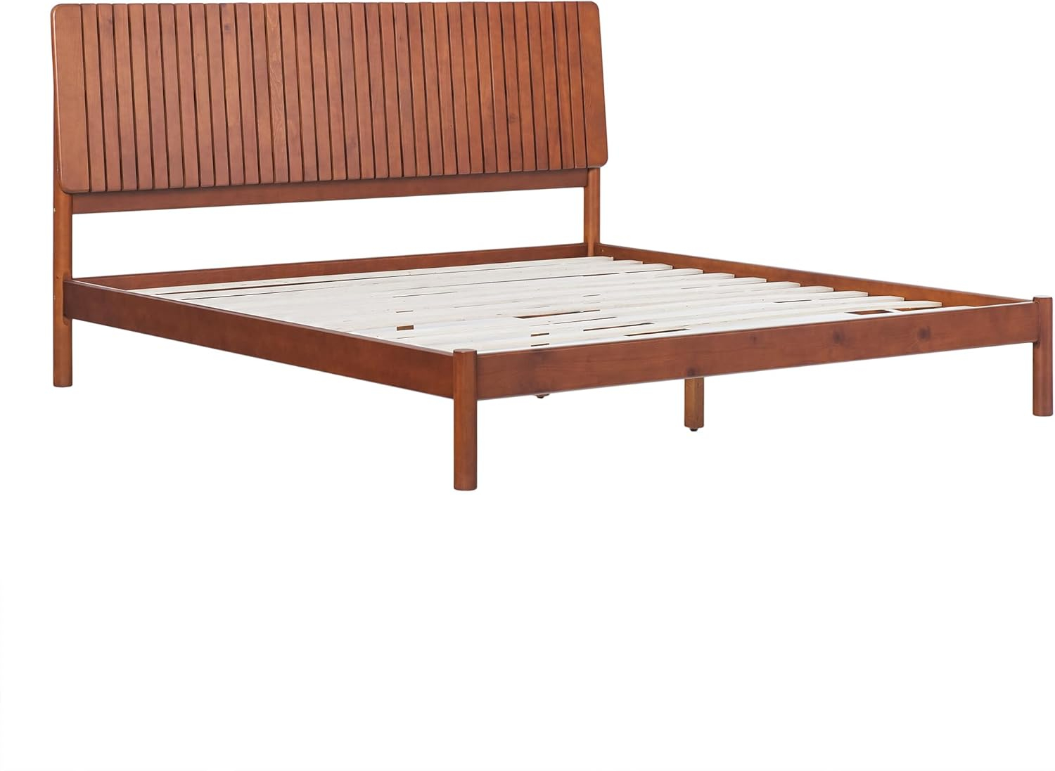 Walker Edison Transitional Solid Wood Platform King Bed - Brown