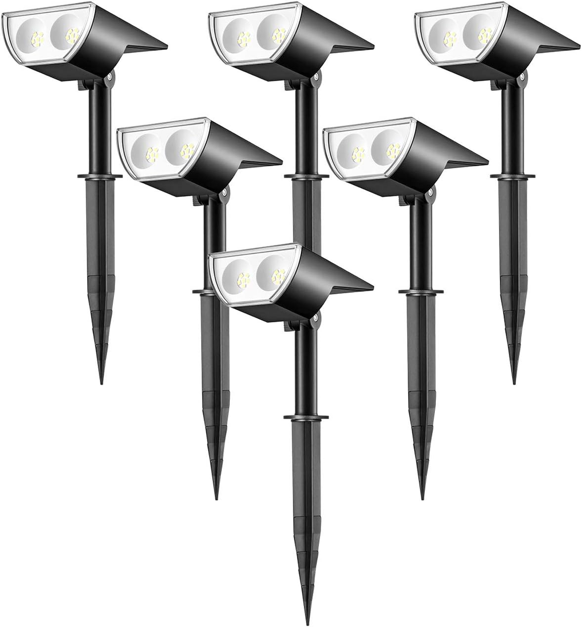 Linkind Solar Lights Outdoor, 350LM Outdoor Solar Spot Lights, Waterproof Christmas Decorations Lights for Garden, Yard, Landscape and Walkway, White, StarRayS (6 Pack, Daylight)