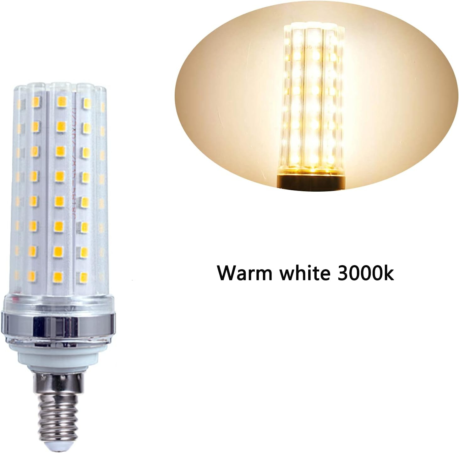 E12 LED Bulbs 20W LED Corn Light Bulb 180W Equivalent Warm White 3000K E12 Candelabra Base Decorative LED Chandelier Bulbs 2000LM for Pendant Home Lighting, Not Dimmable, AC85-265V(4 Pack)