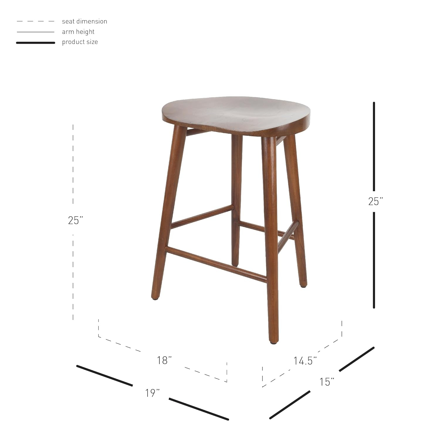 New Pacific Direct Monti 25" Modern Mindi Wood Counter Stool in Cinnamon Brown