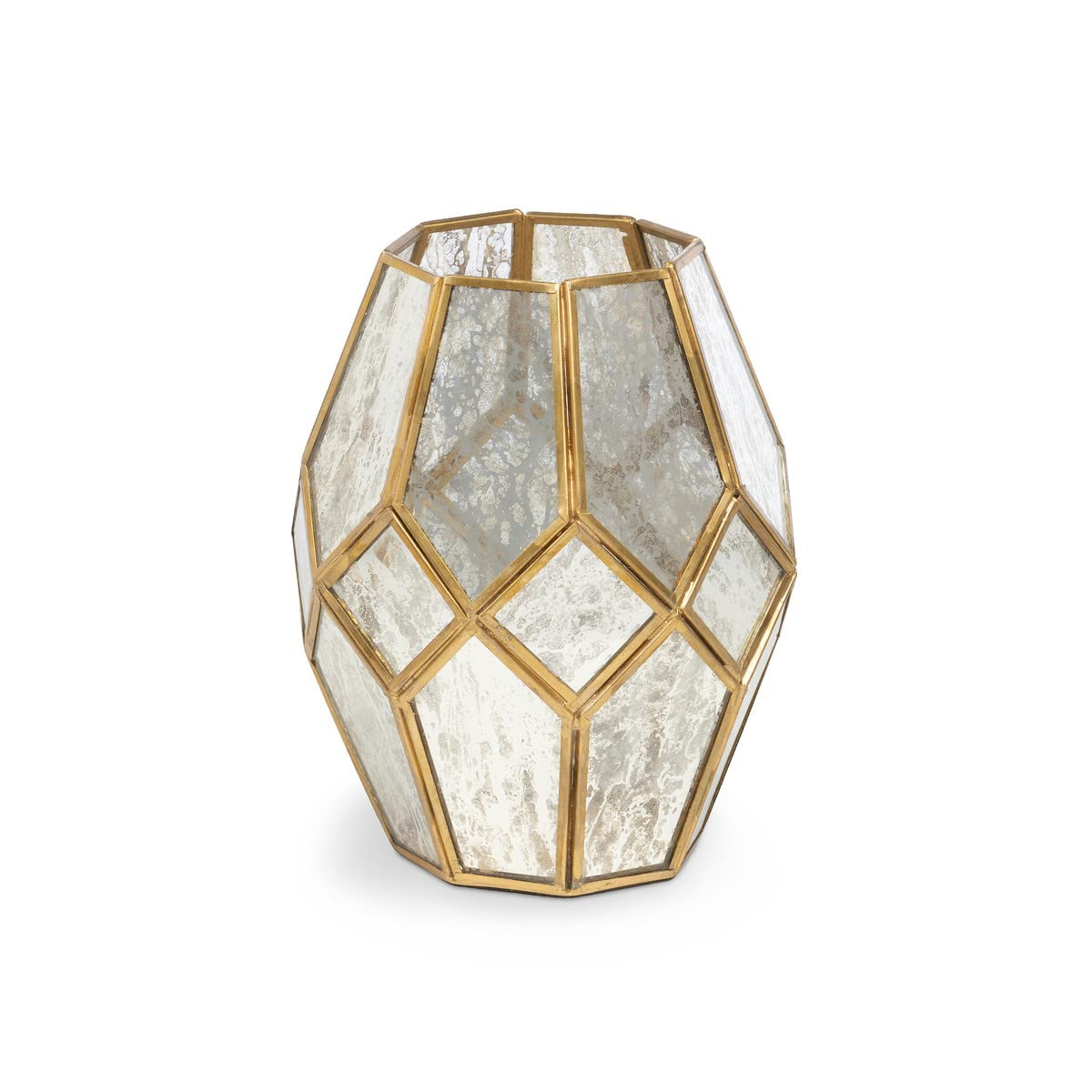Large Antique Glass and Brass Hurricane Candleholder