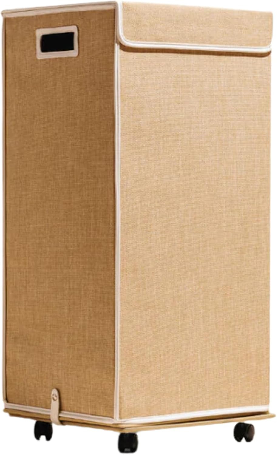 Nori Laundry Hamper - Slim Laundry Basket with Lid & Wheels - Collapsible Hamper with Lid, Stain-Resistant Interior, Storage Pouch and Wheel Attachment - Apartment and Dorm Room Essentials