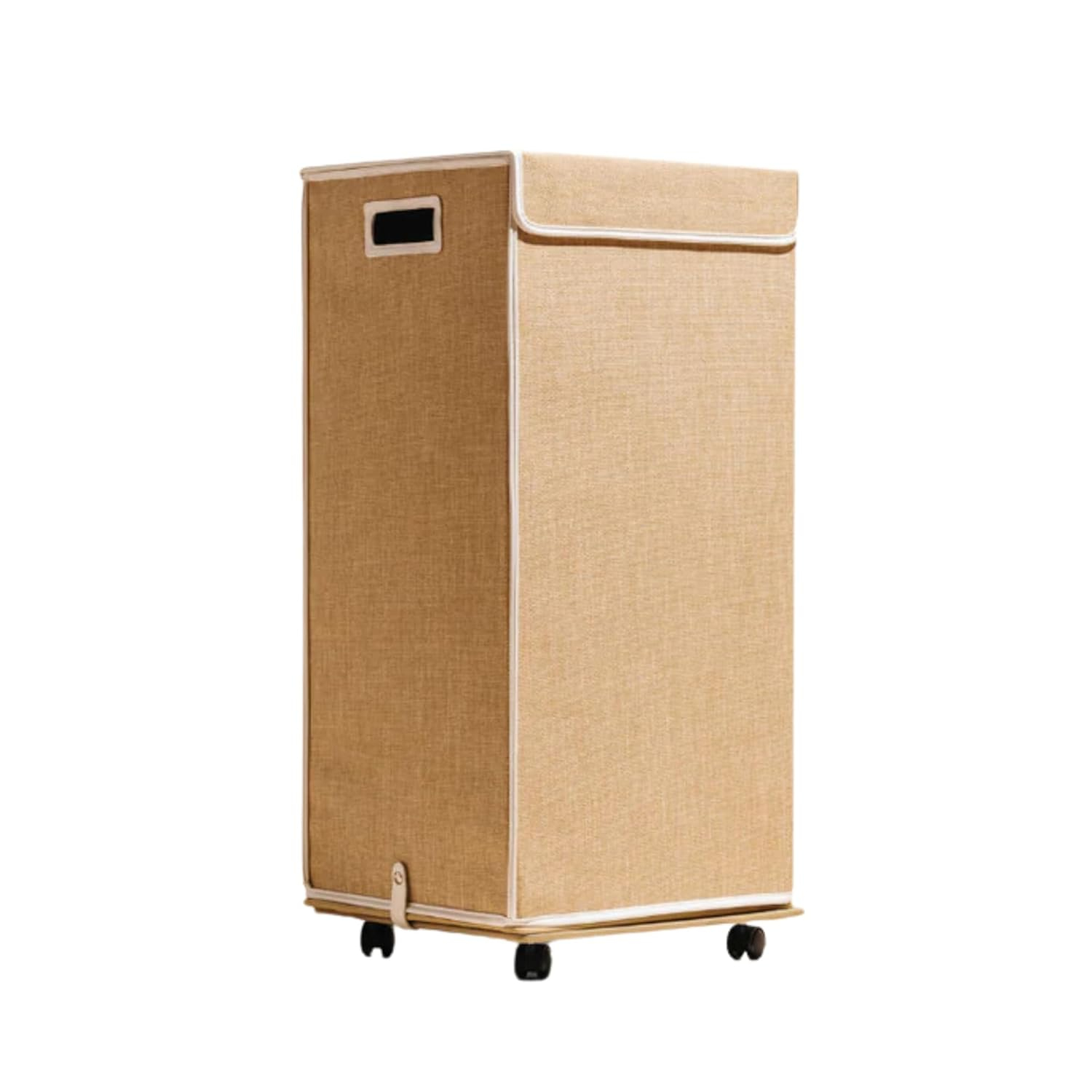 Nori Laundry Hamper - Slim Laundry Basket with Lid & Wheels - Collapsible Hamper with Lid, Stain-Resistant Interior, Storage Pouch and Wheel Attachment - Apartment and Dorm Room Essentials