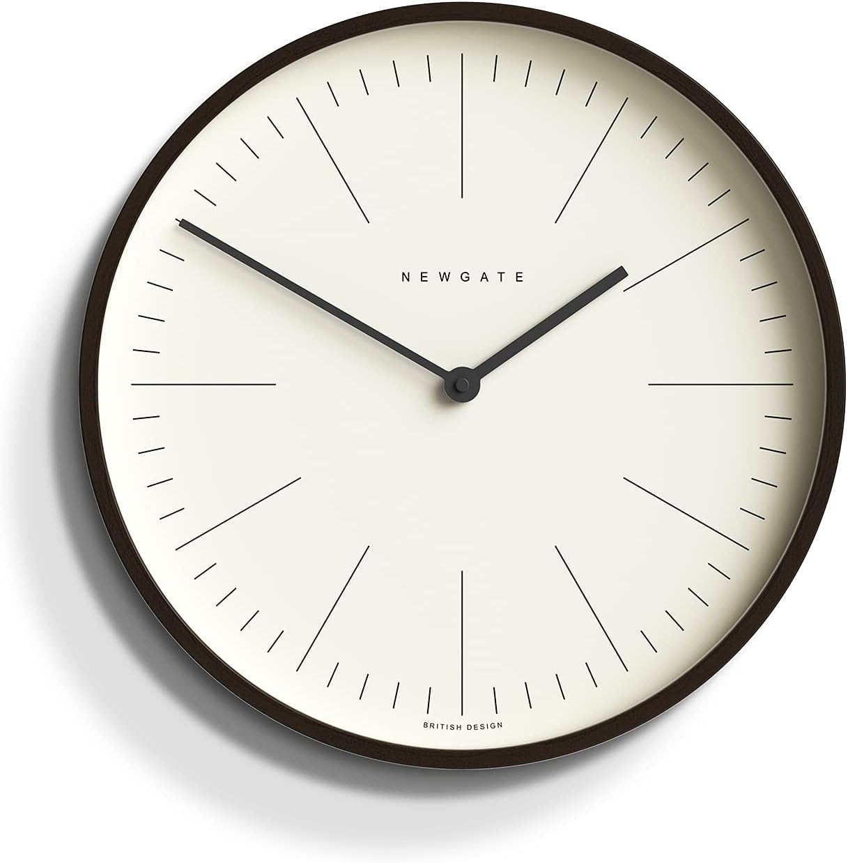 NEWGATE® Mr Clarke - Modern Minimalist - A Small Scandi-Inspired Wall Clock with a Modern Plywood Case for Home Living/Dining Room or Office HWD 28 x 28 x 4.5cm (Dark Plywood & Marker Dial)
