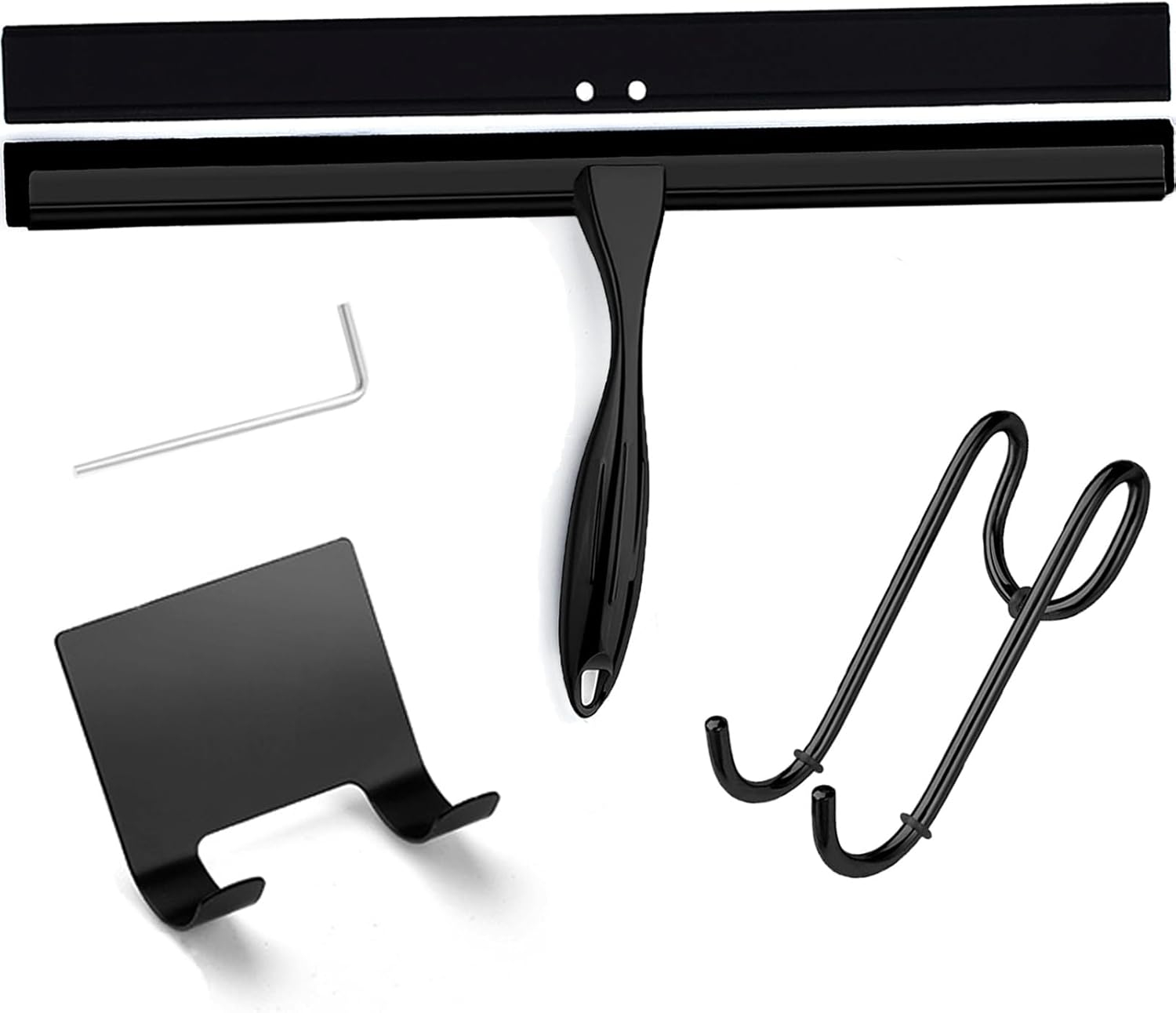 14'' Shower Squeegee, TOOVEM Squeegee for Shower Glass Door for Glass Doors, Windows, Bathroom, Car Windshield, Black