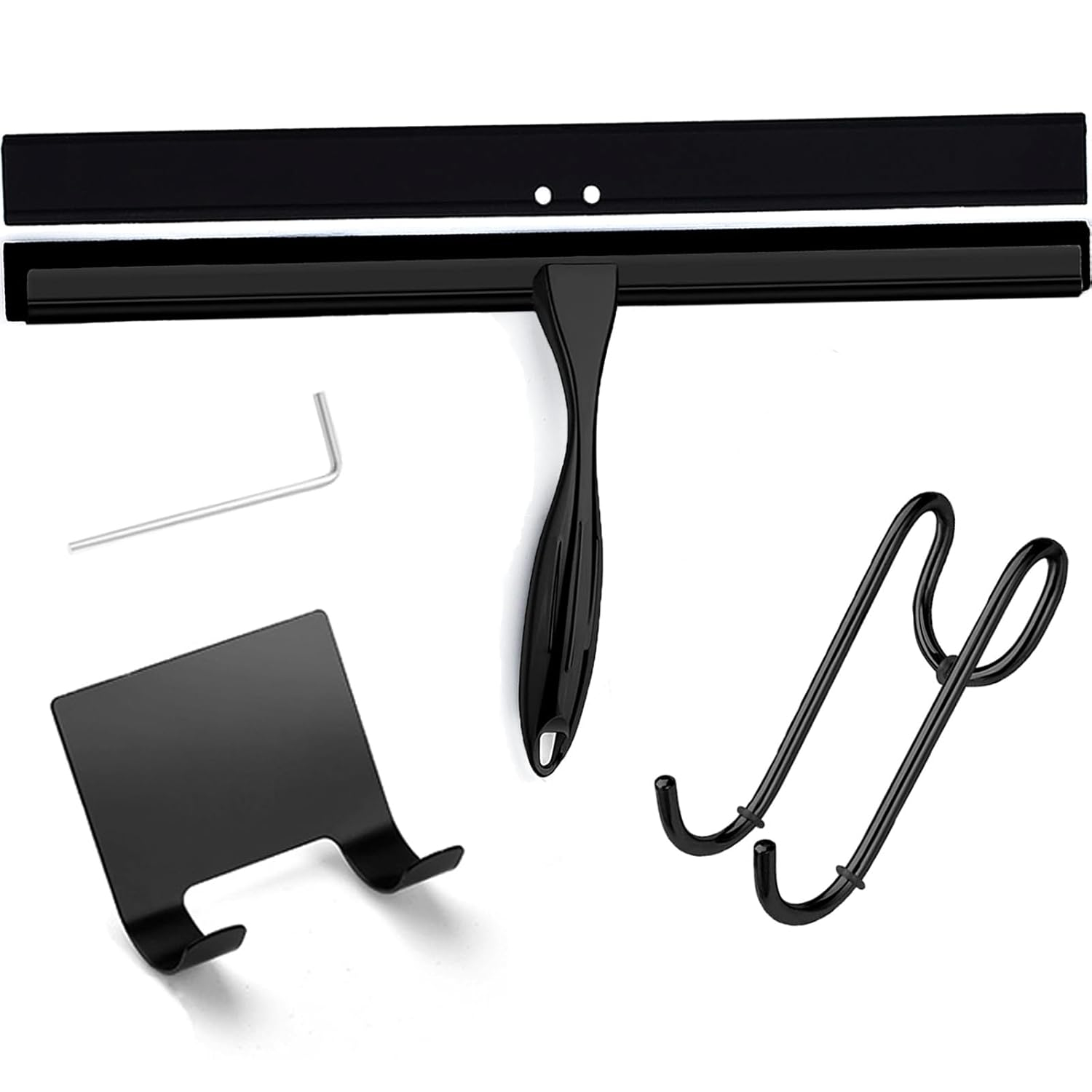 14'' Shower Squeegee, TOOVEM Squeegee for Shower Glass Door for Glass Doors, Windows, Bathroom, Car Windshield, Black