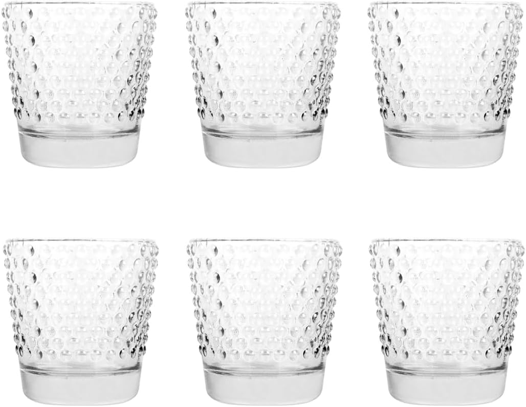 Koyal Wholesale Hobnail Glass Candle Holder (Pack of 6), 2.5 x 2.4"