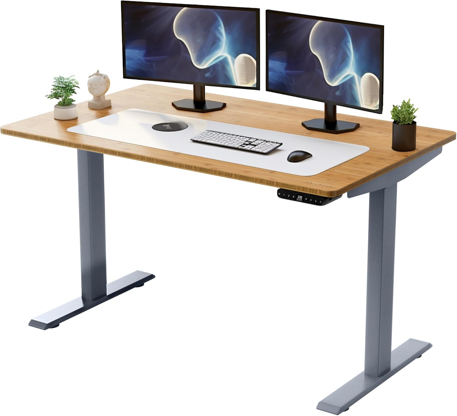 Rise UP Electric Standing Desk adjustable height desk 24-49" dual motor one piece 60x30" bamboo desktop height adjustable desk adjustable standing desk stand up desk sit to stand desk rising desk