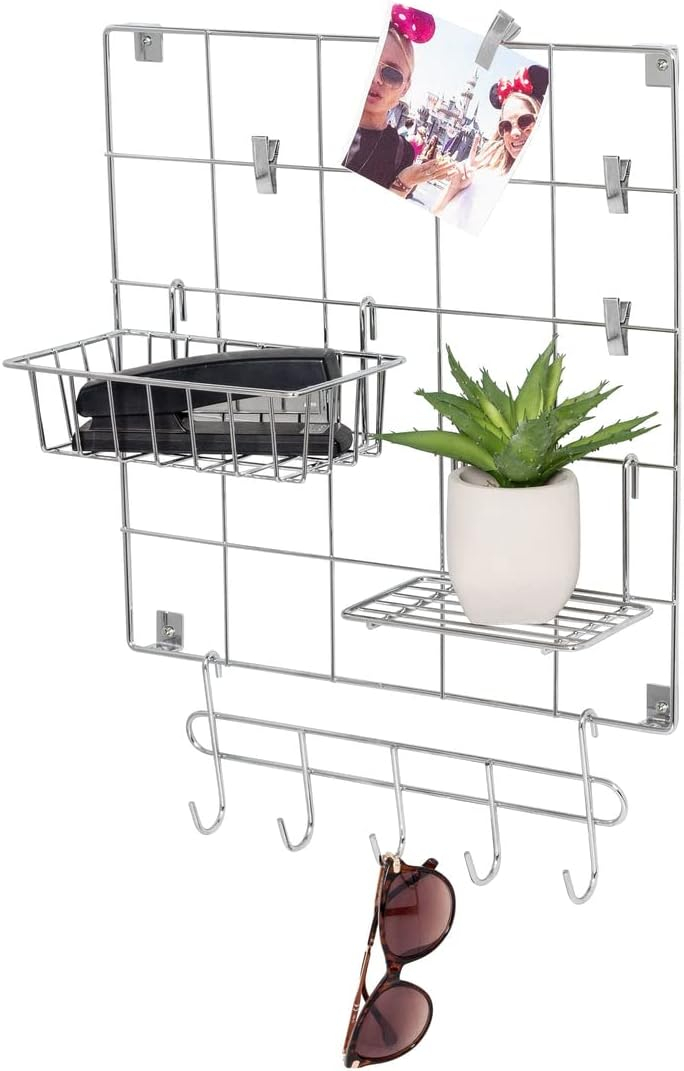 Honey-Can-Do 8pc Wall Grid Kit, Chrome SHF-08803 Chrome, 15 lbs