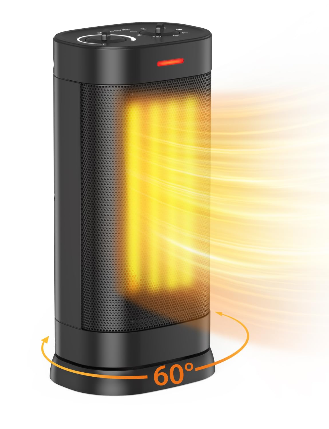 Space Heaters for Indoor Use, Portable 1500W/900W PTC Ceramic Space Heater, Small Space Heater with Thermostat, Three Modes, Overheat and Tip-Over Protection for Office Home Grey