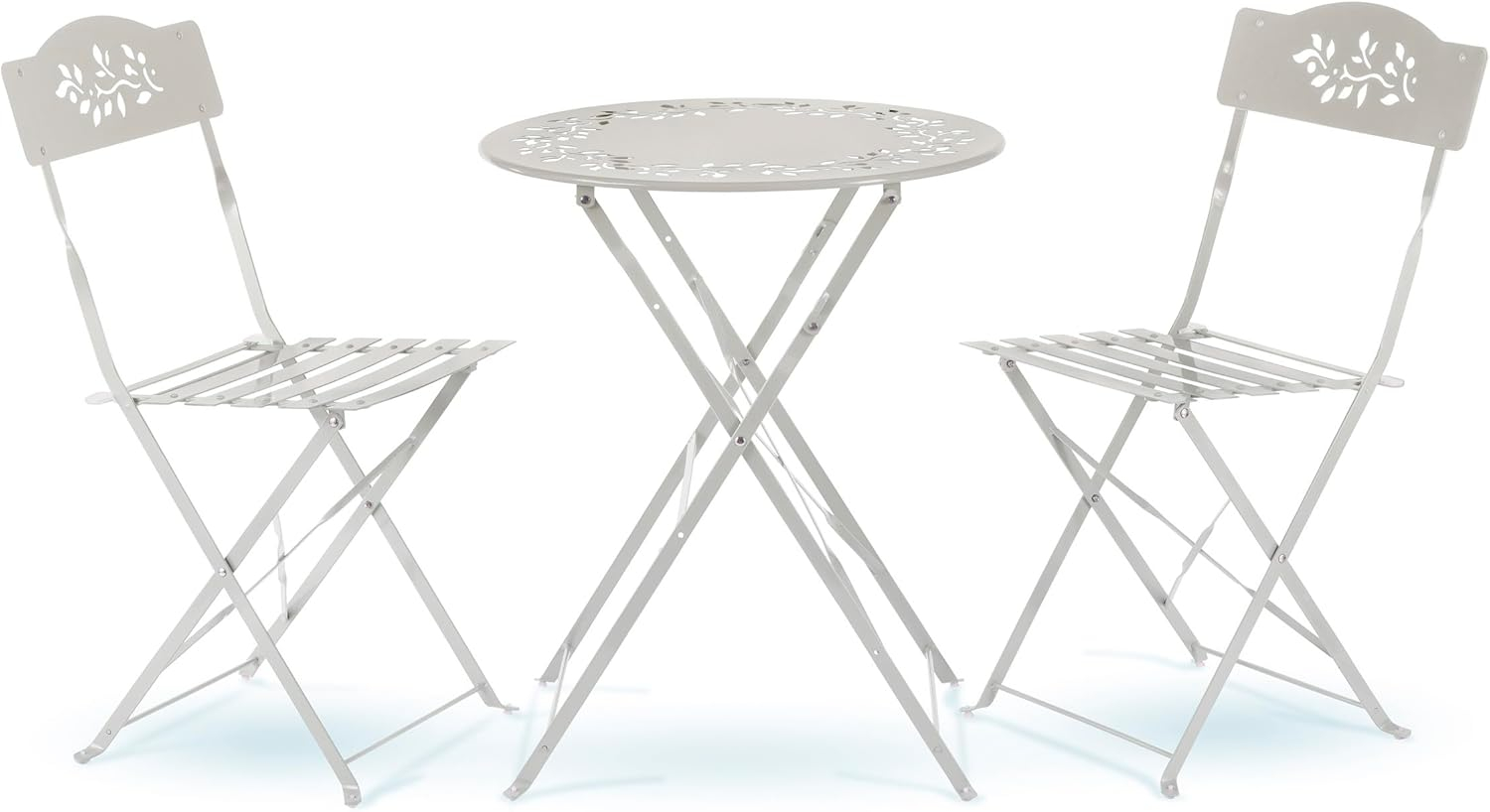 Alpine Corporation Indoor/Outdoor 3-Piece Bistro Set Folding Table and Chairs Patio Seating, White