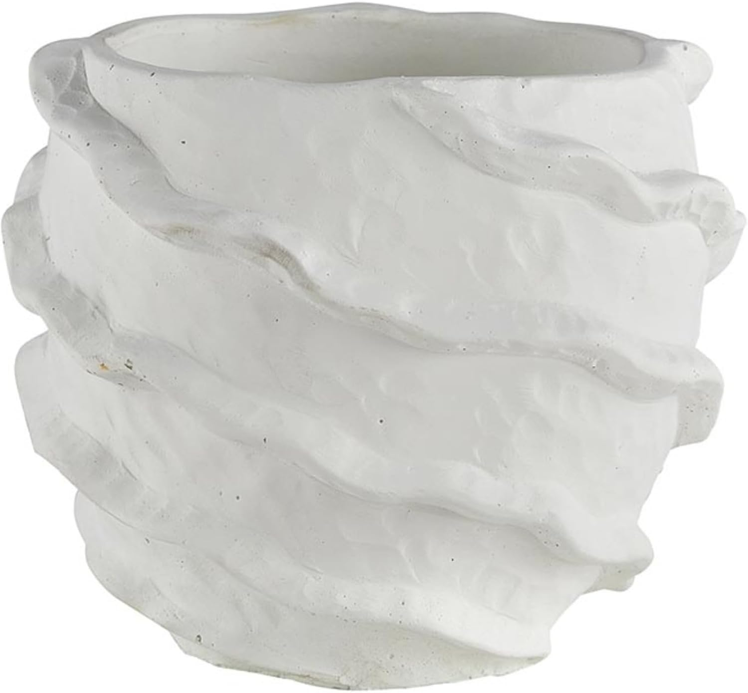 White Textured Cement Round Planter for Indoor/Outdoor Succulents