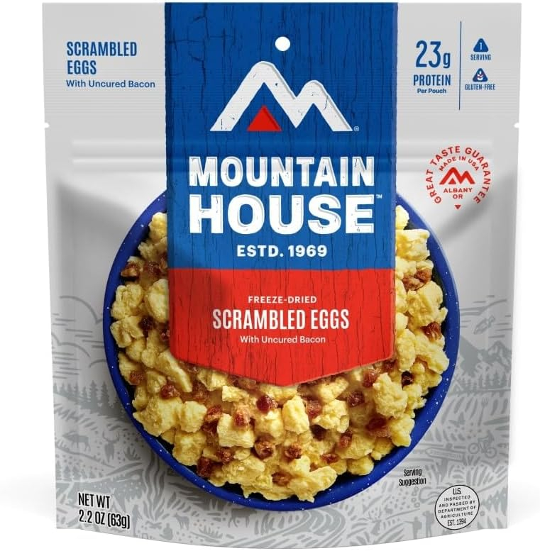 Mountain House Scrambled Eggs with Bacon | Freeze Dried Backpacking & Camping Food | 6-Pack | Gluten-Free