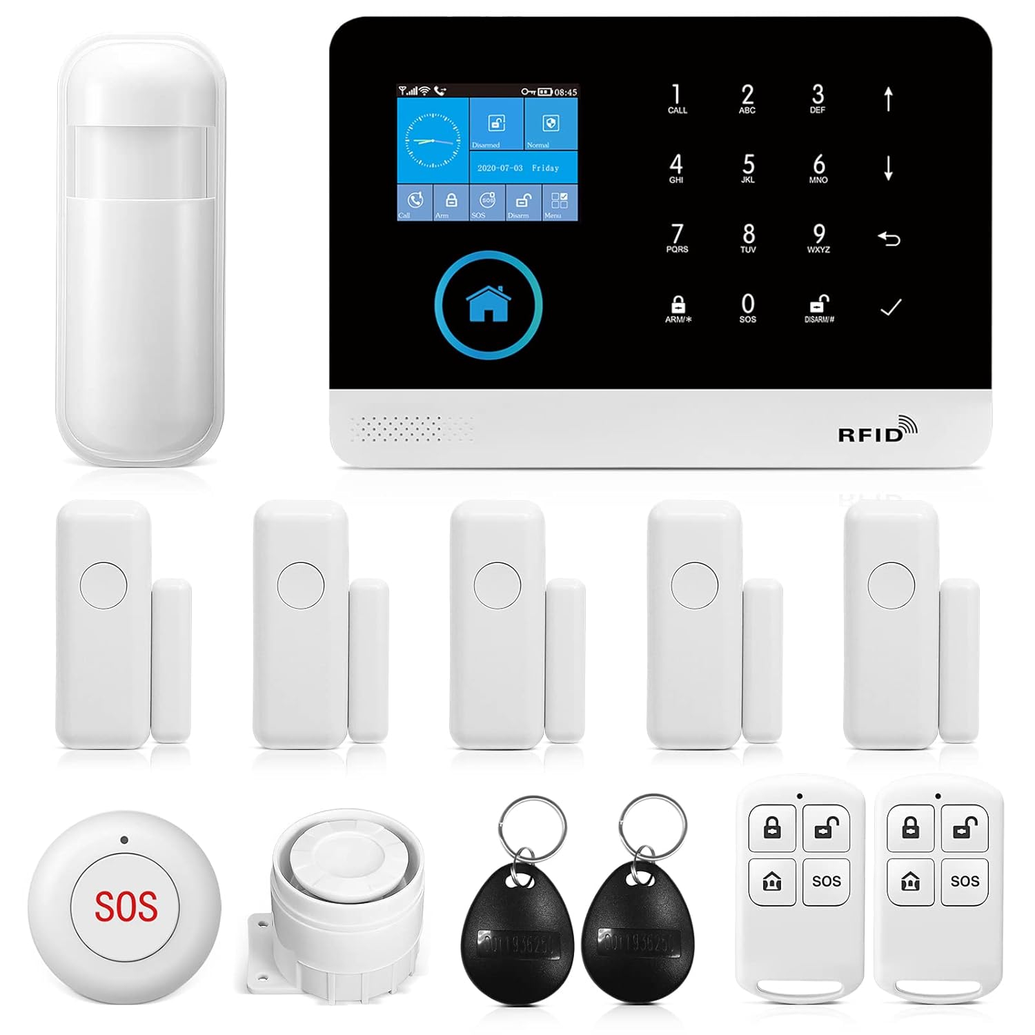 LWOHSI Home Security System,WiFi Wireless Alarm System with Door Window and Motion Sensors,Loud Siren,APP Alerts Push,Compatible with Alexa,NO Monthly Fees for Home Kids Safety (13 Piece Kits)