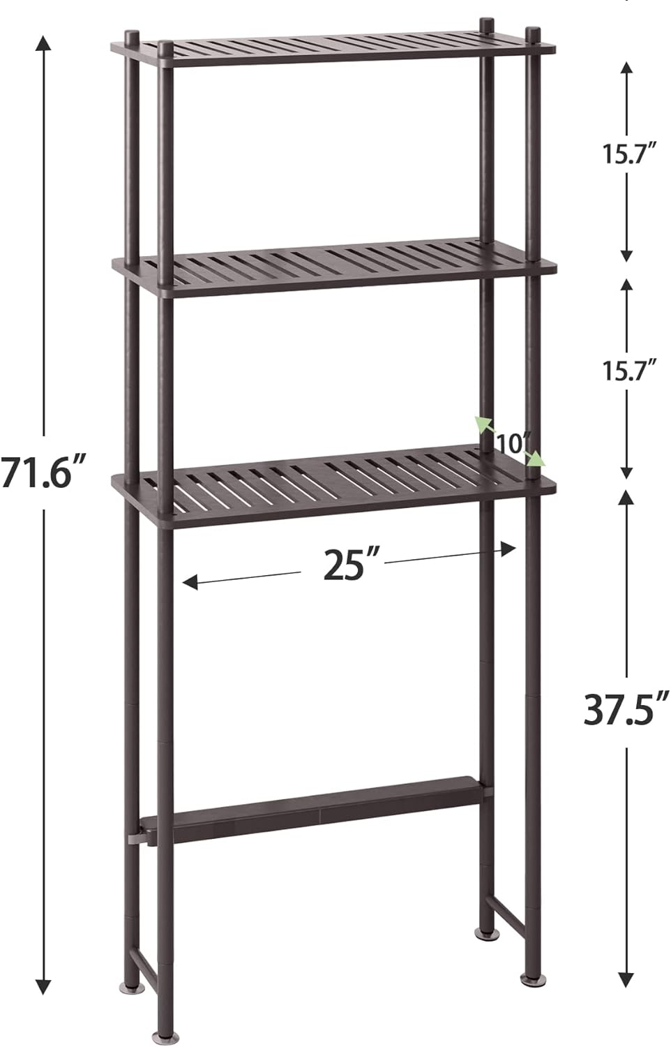 AmazerBath Bamboo Over The Toilet Storage Shelf, Over Toilet Bathroom Organizer Rack, 3-Tier Bathroom Shelves Over Toilet, Space Saver, Espresso