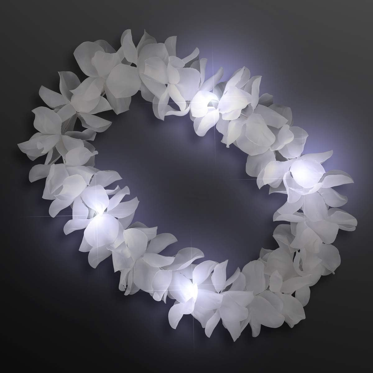 White Flashing Hawaiian Lei Necklace