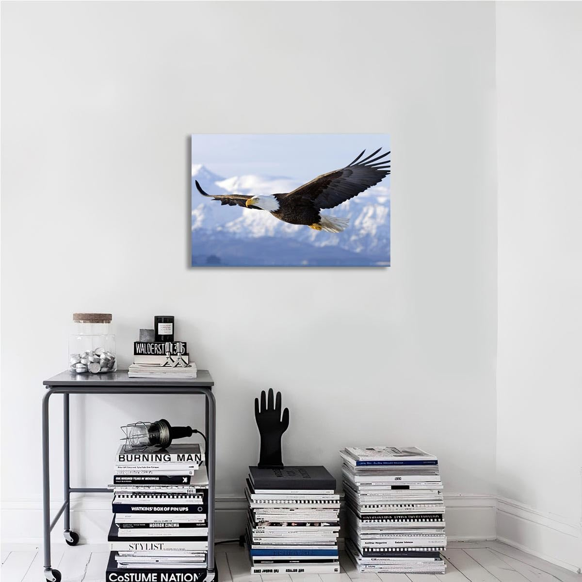 AFLE Bald Eagle Poster,Flying Bird Wildlife,Canvas Wall Art For Living Room Decor Aesthetic Vintage Posters & Prints,College Posters For Guys Cuadros Para Dormitorios,16x24 inches,Unframed