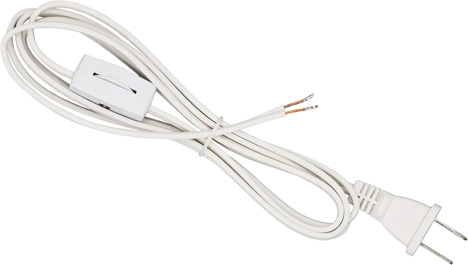 Creative Hobbies 6’ White Lamp Cord with Rotary Switch Replacement Lamp Cord