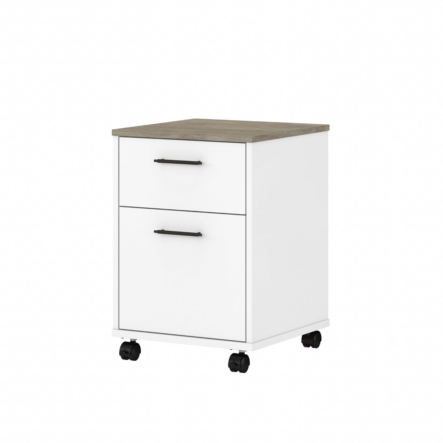 Bush Furniture Key West Mobile File Cabinet, 2 Drawer, Pure White & Shiplap Gray