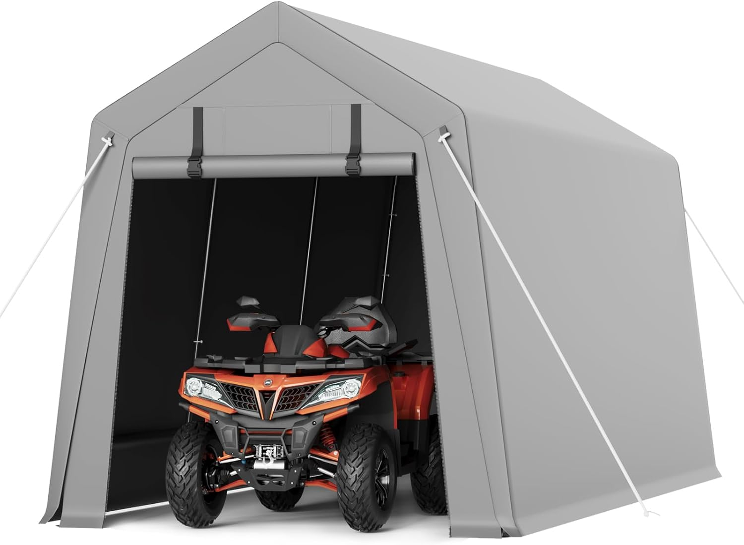 Gray Heavy Duty Waterproof Portable Carport with Zipper Doors