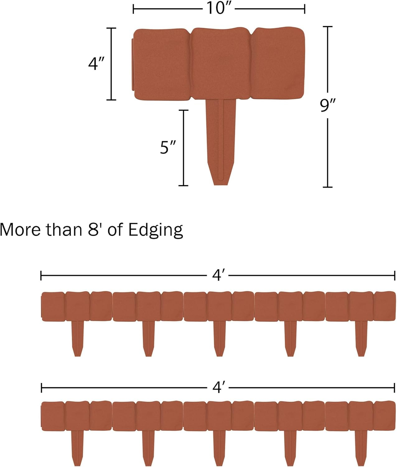 Pure Garden 50-LG5095 Garden Edging Stone-Look Border, Terracotta