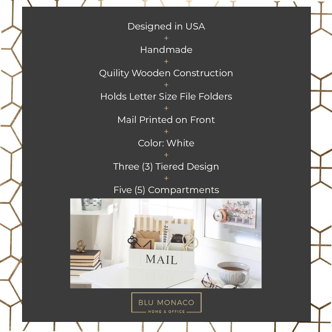 White Wooden Mail Organizer - 3 Tier