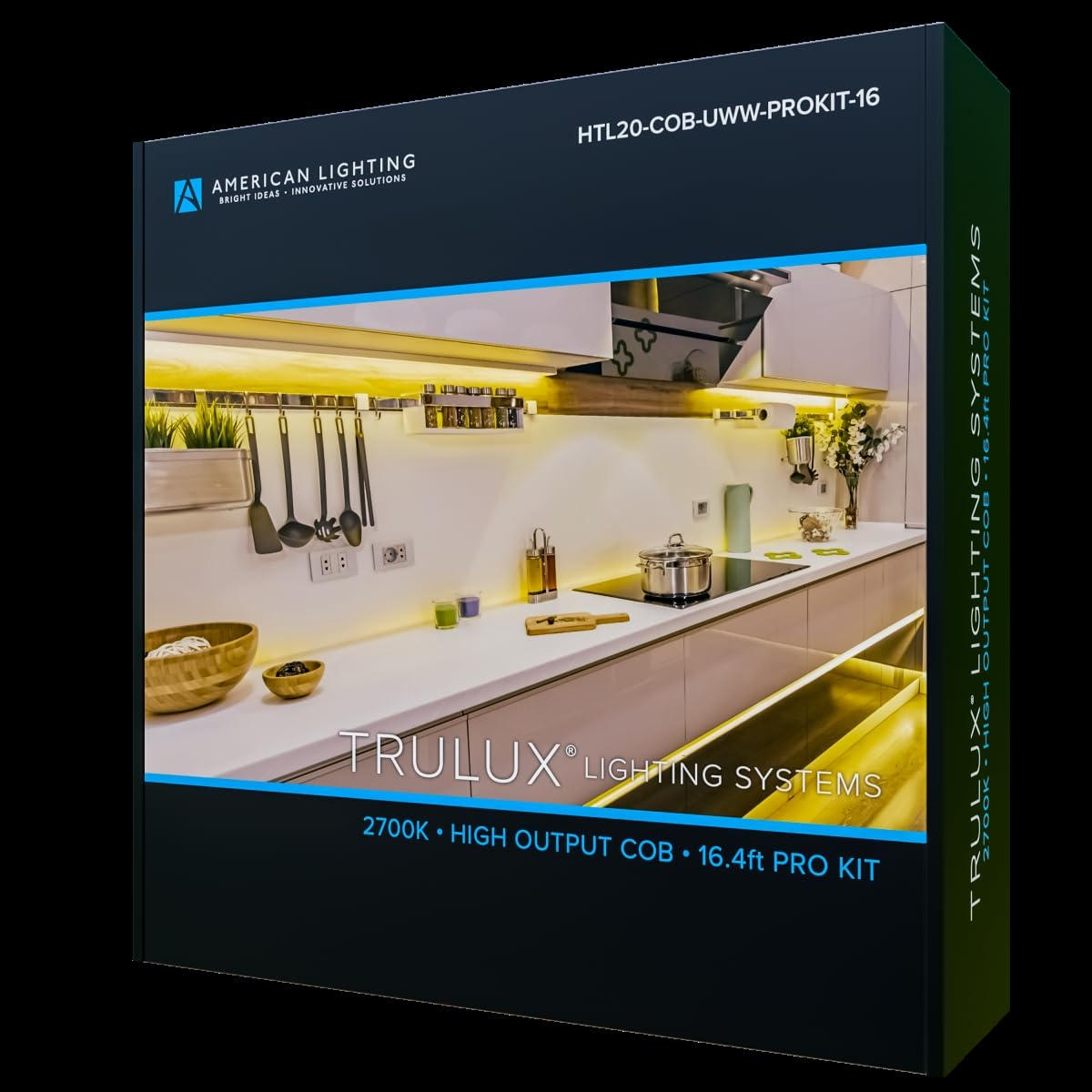American Lighting HTL20-COB-UWW-PROKIT-16 2700K Trulux High Output Dotless LED Strip Light Kit - 16.4 ft. Reel - 5W per ft. - 369 Lumens per ft. - 24V, White