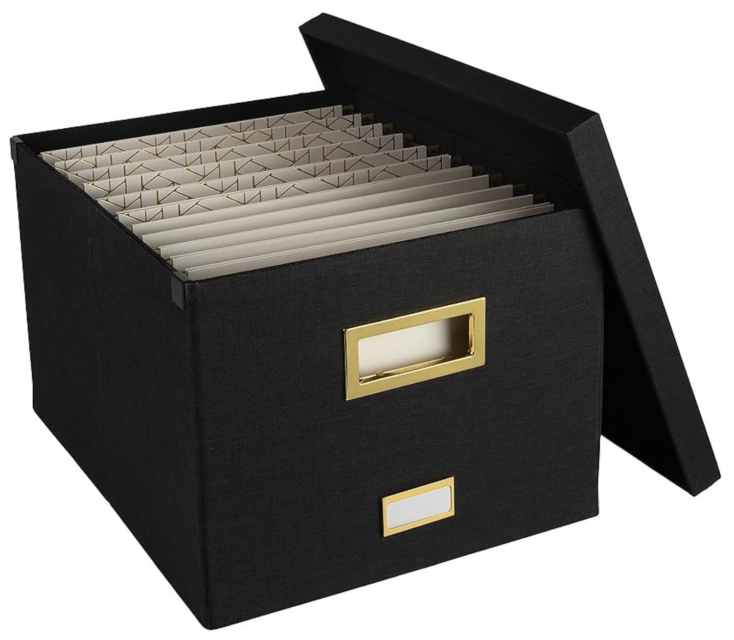 BLU MONACO Hanging File Box with Lid - Black Document Organizer for Letter & Legal Size Paperwork