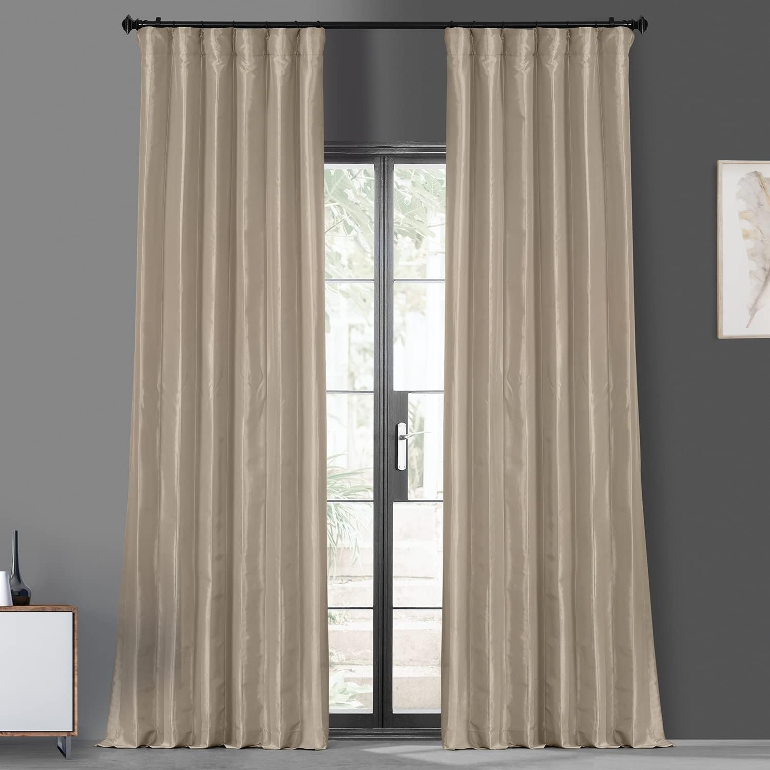 Navy Blue Blackout Faux Silk Taffeta Curtain (1 Panel), Navy Blue, 50W X 108L